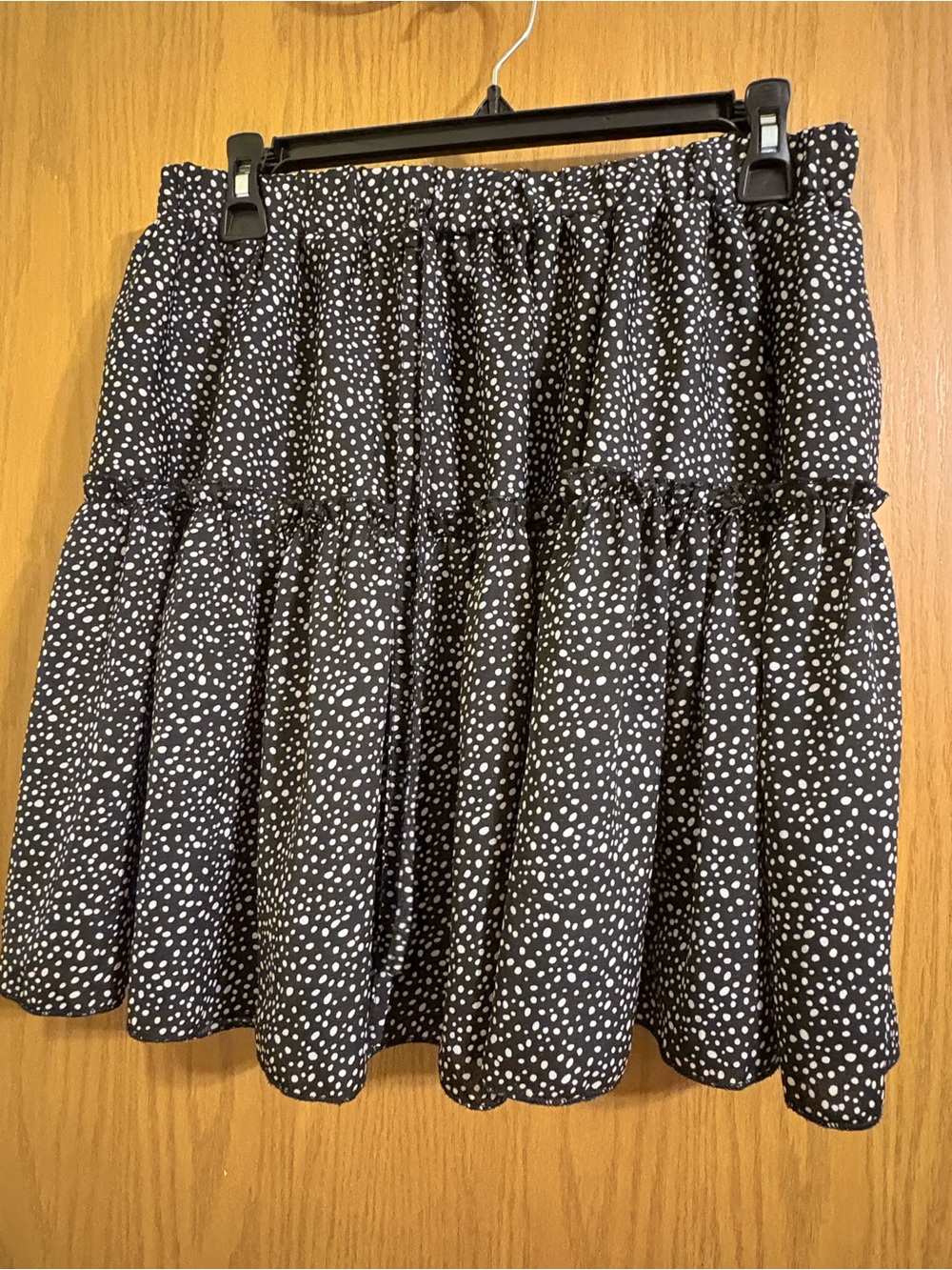 SHEIN Black Skirt with White Dot Print